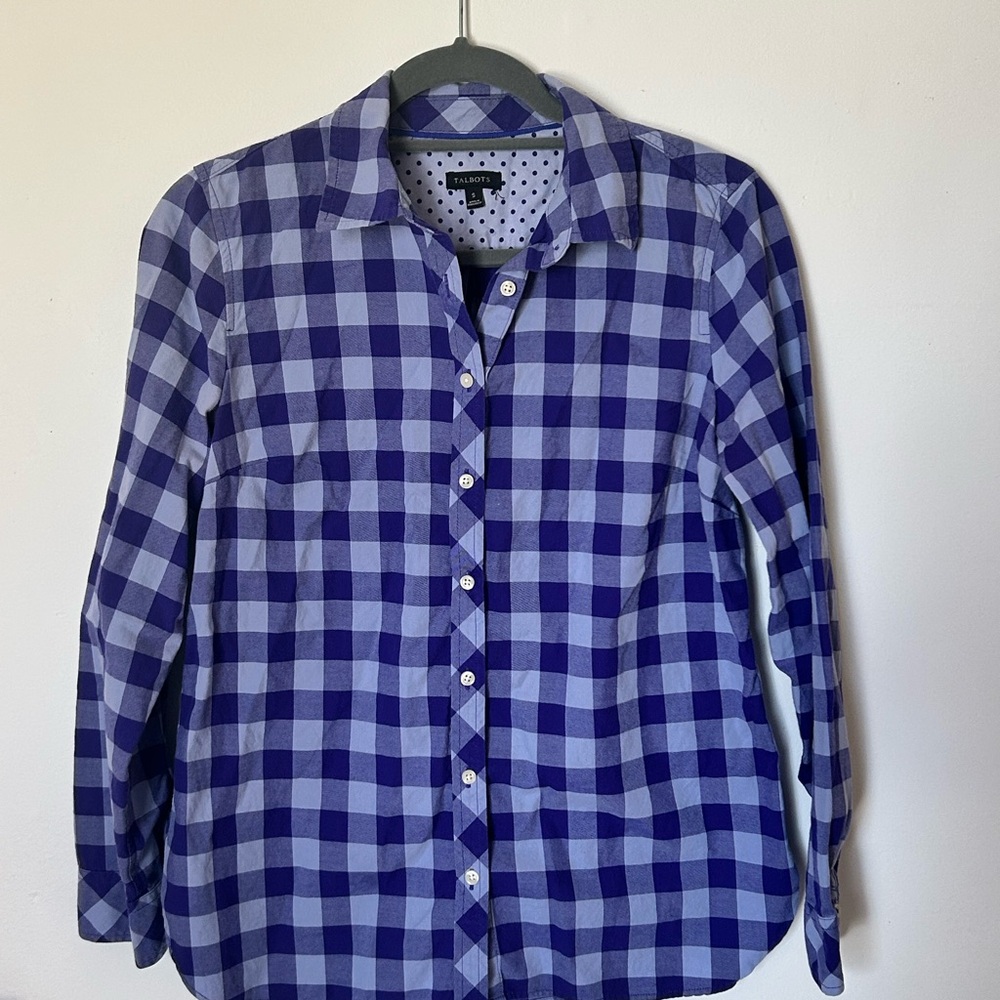 Talbots Purple Checkered Button-Up Shirt